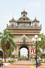 Temple in central Vientiane, Laos.