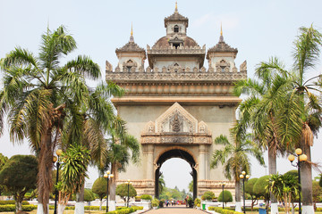 Obraz premium Temple in central Vientiane, Laos.