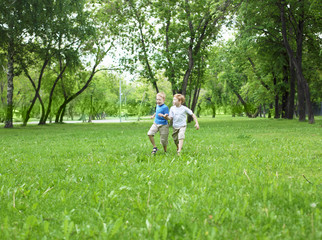 Portrait of two boys in the summer outdoors