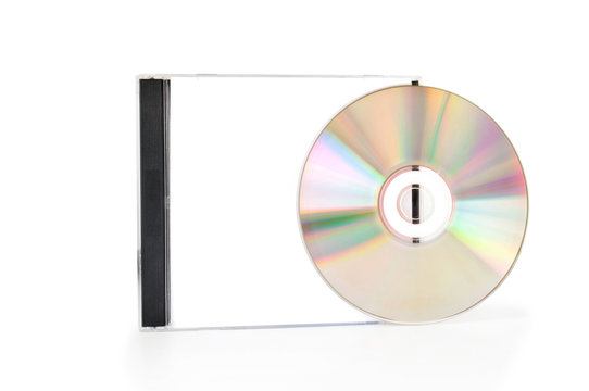 CD Box with disc on white background