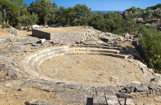 Ancient theater at the temple of Great Gods at Samothraki