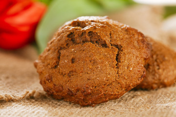 soft ginger cookies on hessian backdrop