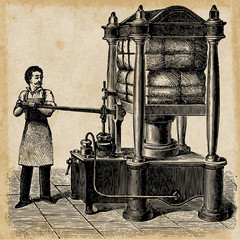 Hydraulic press skatch from 1895.