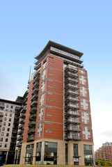 Fototapeta premium Luxury Red and Black Apartment block in a Yorkshire City