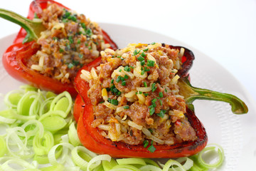 Paprika stuffed with rice and meat