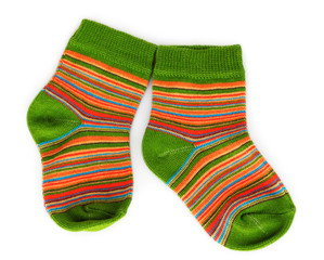 bright baby socks isolated on white