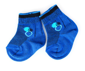 blue baby socks isolated on white