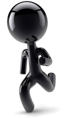 Running sports man stylized shiny black person character