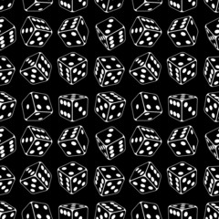 Dice seamless background pattern. Vector illustration.
