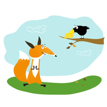 Der Fuchs, die Kr&auml;he und der K&auml;se