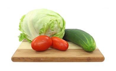 Salad ingredients on cutting board