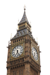 Fototapeta na wymiar Big Ben isolated on white, London gothic architecture, UK