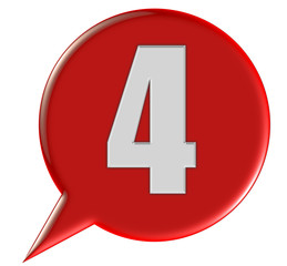 Sprechblase rot rund ZAHL 4