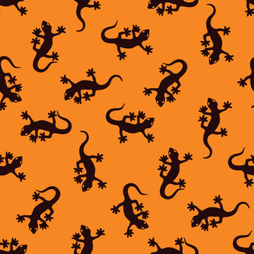 Seamless Gecko Pattern in Indonesian style