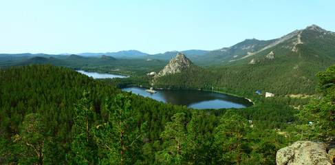 Panorama of Lake Borovoe. Kazakhstan