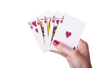 Royal Flush of hearts in hand