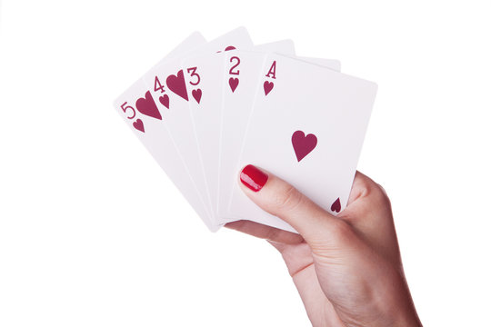 Straight Flush of hearts in hand