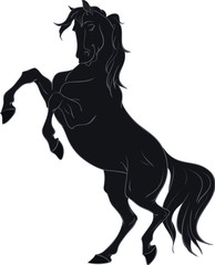 Cartoon black horse rearing up © Viktoria Makarova