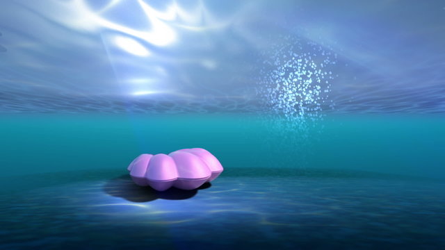 under water scene with seashell and pearl+Alfa Channel