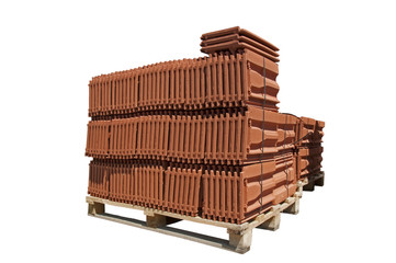 Pile of roofing tiles packaged.