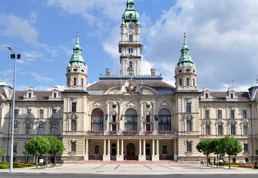 impressive sights in Gy&otilde;r -town hall (Hungary)