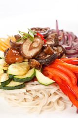 meat with vegetables and noodles