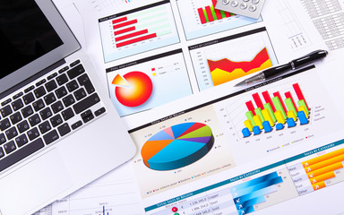 Obraz premium Graphs, charts, business table.
