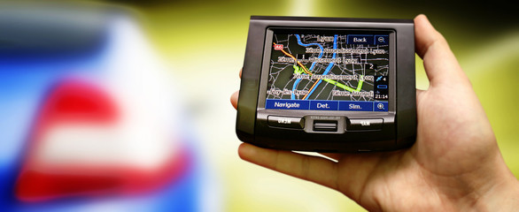 Gps in a man hand.