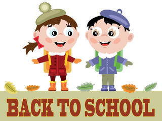 Back to school,funny pupils,vector