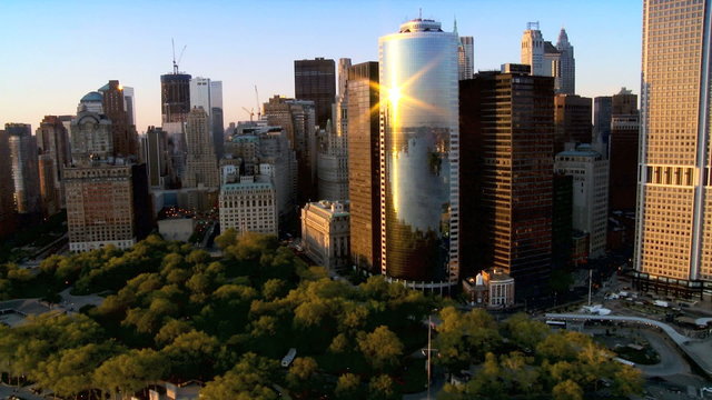 Aerial view of Manhattans Financial Business Quarter, NY, USA