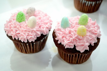 Pink Frosted Easter Cupcakes