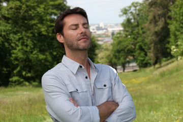 portrait of a man in a field