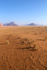 Sand pattern and beautiful landscape of the wadi rum desert