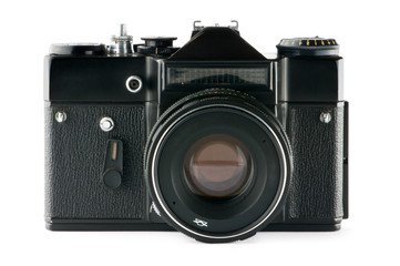 Vintage film camera isolated on white