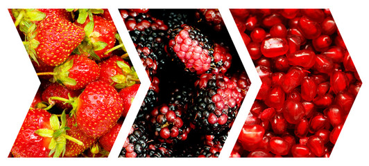 Collage of many fruits and vegetables