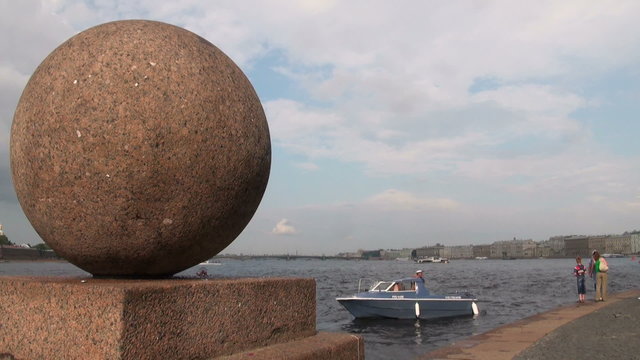 Granite ball on the waterfront