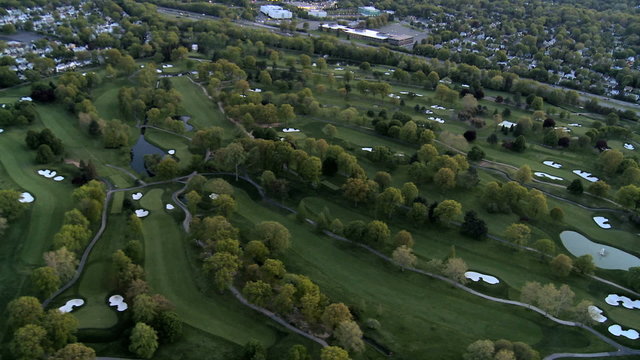 Aerial view of a Golf course and Suburbs of New Jersey, NY,USA