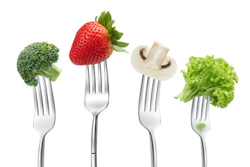 forks with vegetables