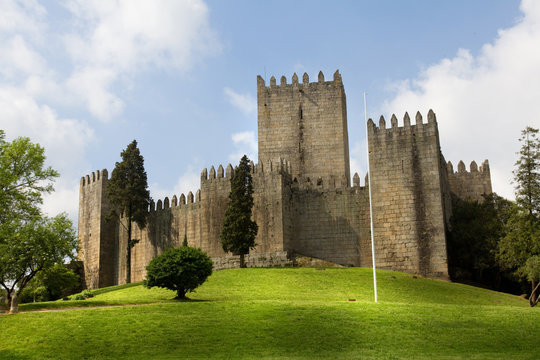 Guimaraes Castle, and surrounding park, in the north of Portugal