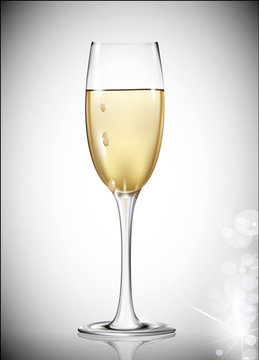 vector a glass of white wine on a gray background