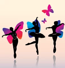 Türaufkleber Ballerinas mit Schmetterlingsflügeln © AMdesign