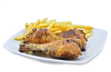 Pollo asado con patatas.