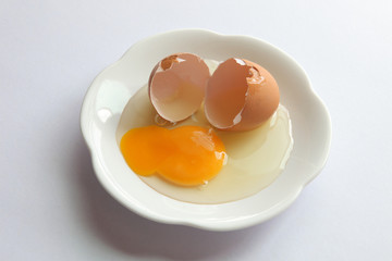 broken egg in plate
