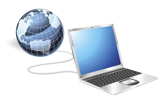 Laptop globe concept