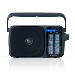 Fototapeta premium Vintage radio over white background.