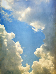 Vintage sky and clouds, background