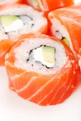 sushi on the white