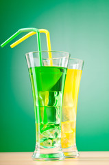 Colourful cocktail in glasses