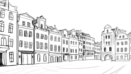 Gordijnen oude stad - illustratie schets © ZoomTeam