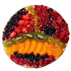 Fruit round pie isolated over white background.